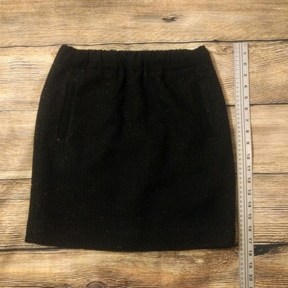 Loft XSP Metallic Black Tweed Skirt